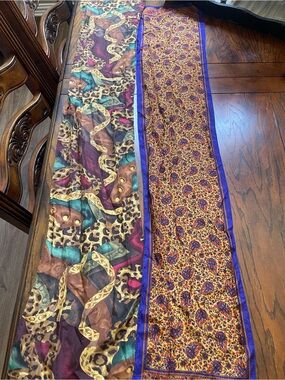 Set of #2  vintage long Sacha by 100% silk scarf